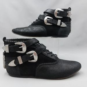 Hellz Bellz X Vans Women's Shoe Black Size 8 Buckle Bootie Saddle Goth Emo Punk